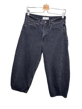 Abercrombie & Fitch Barrel Jeans Curve Love Mid Rise Black Denim Size 27 Short